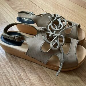 Swedish Hasbeens Beige Leather Sandals